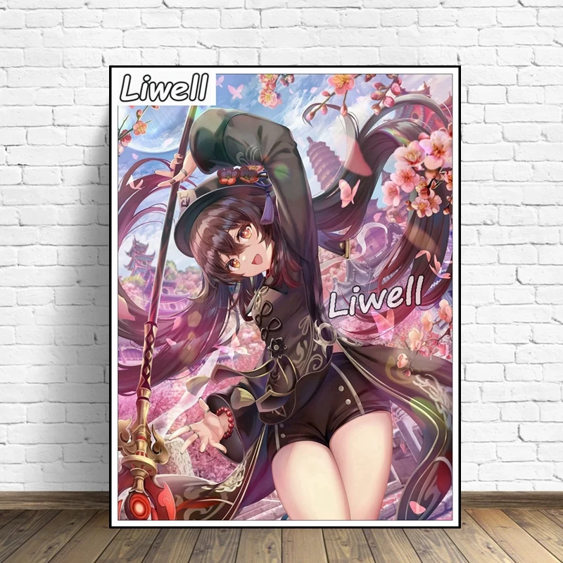 Video Game Genshin Impact Diamond Embroidery Painting Zhong Li Hu Tao Ye Lan Kuki New Role Cross Stitch Handicraft Home Decor