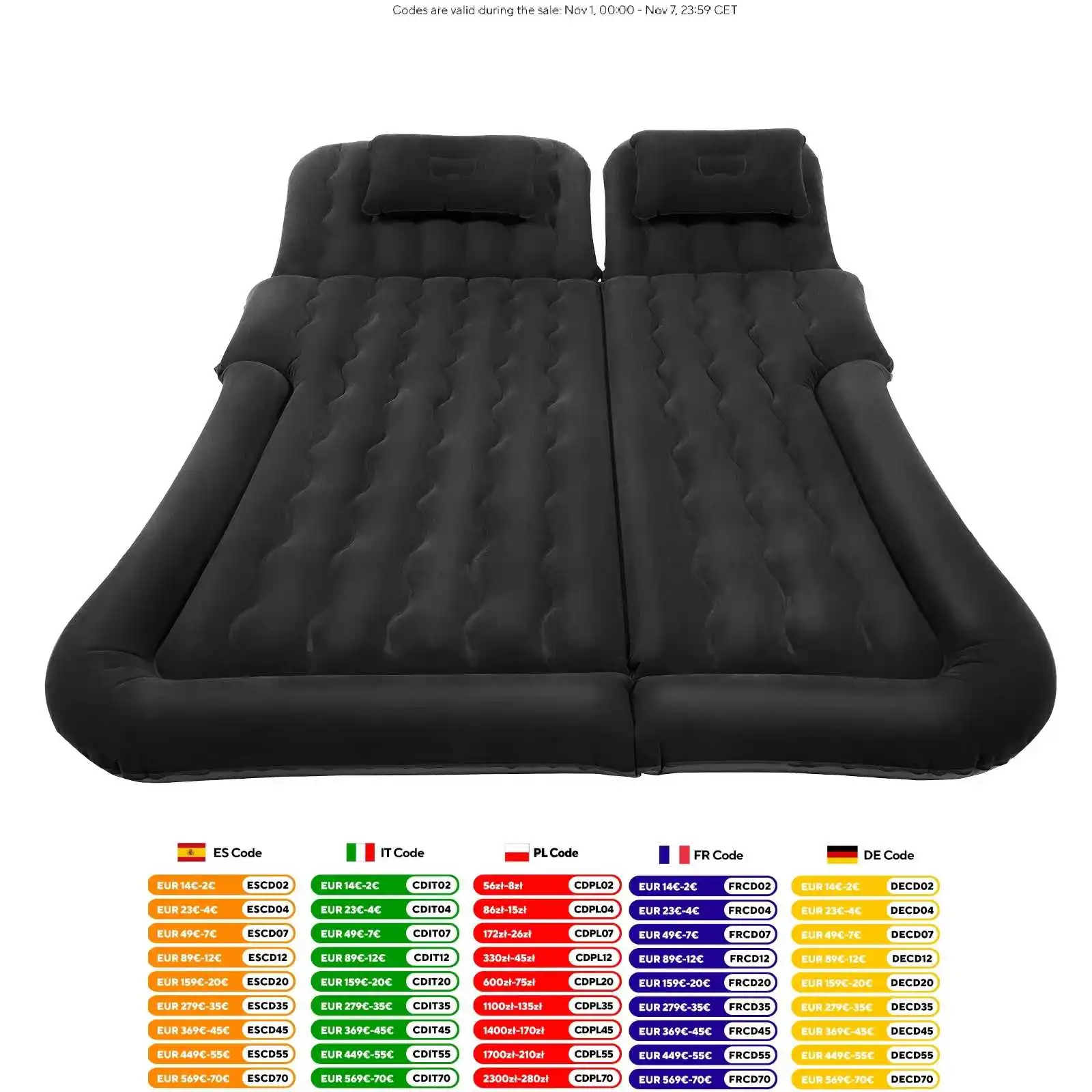 

Universal Foldable Inflatable Bed Portable Inflatable Mattress Set Car Back Seat Sleeping Flocking Air Bed Cushion w/Pump+Pillow