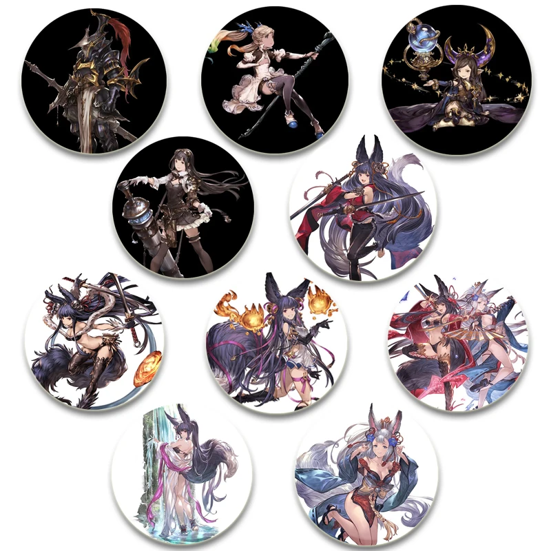 Explore Anime Granblue Fantasy Round Cartoon Funny Snap-in Brooches ForCollection Badge Decoration Cute Collection Friends Gift