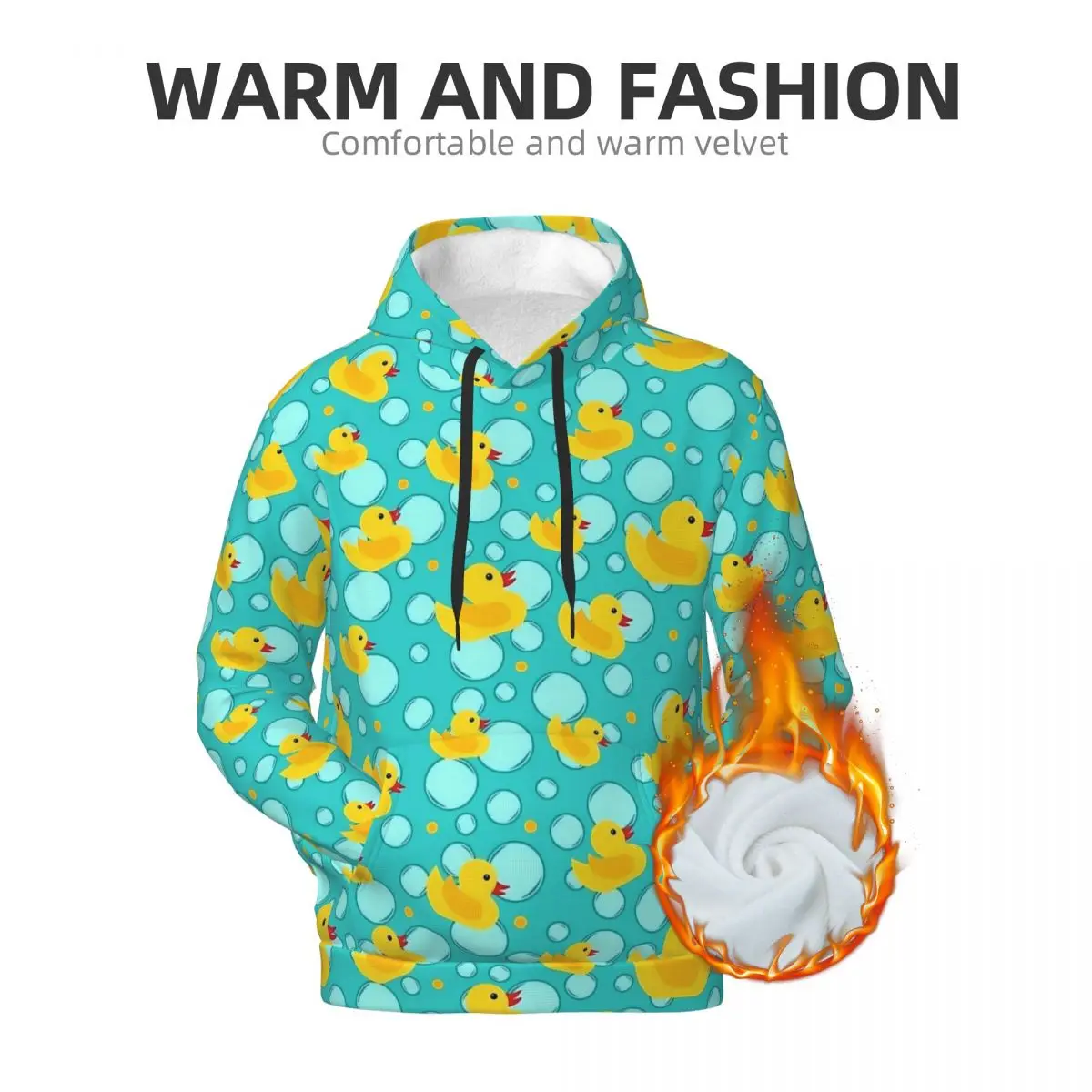 Cute Blue Yellow Rubber Ducks Loose Hoodies Men Casual Pullover Hoodie Autumn Trendy Printed Sweatshirts Plus Size 3XL 4XL