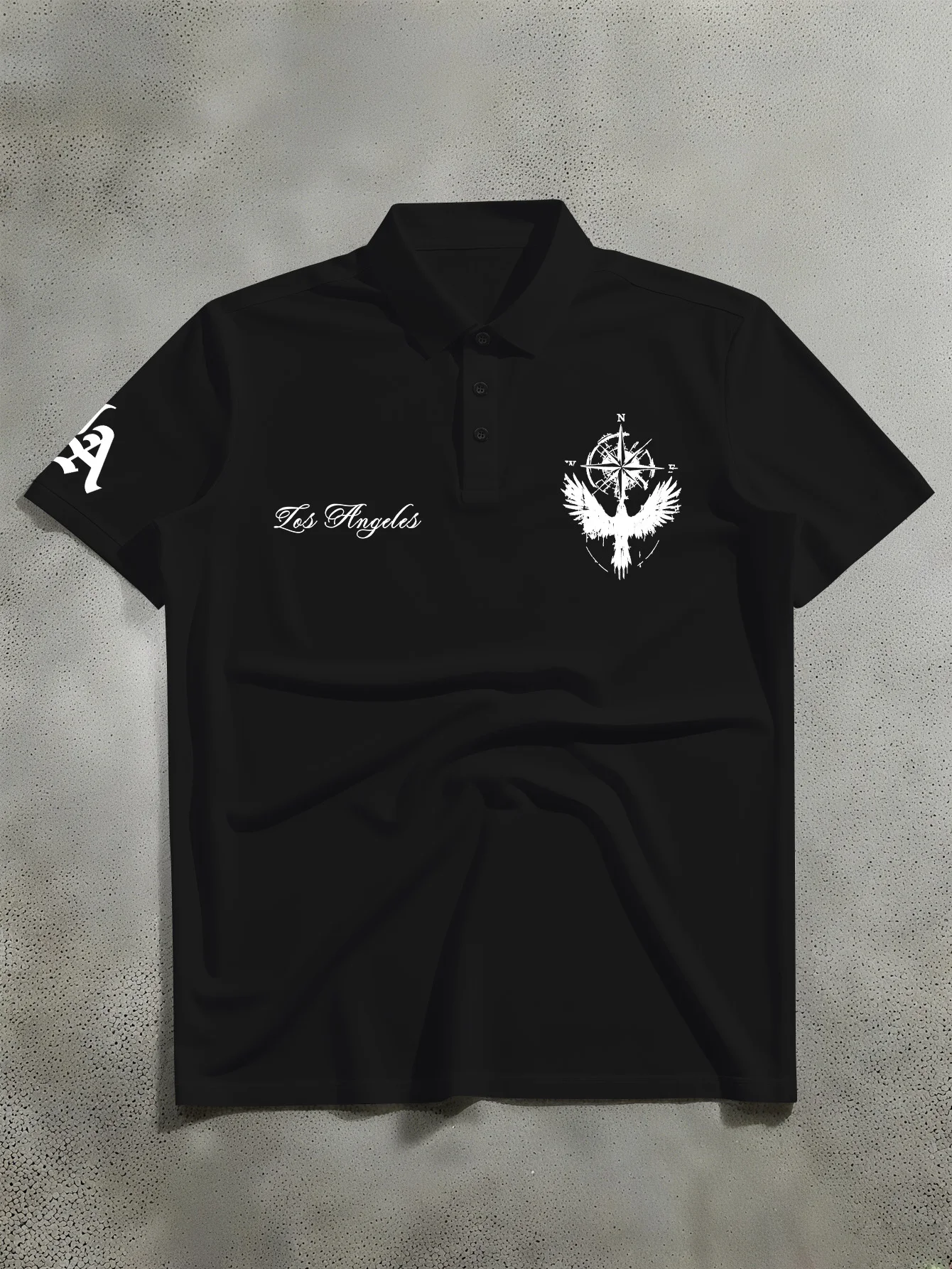 New men's short sleeved POLO, trendy retro handwritten letter printed POLO
