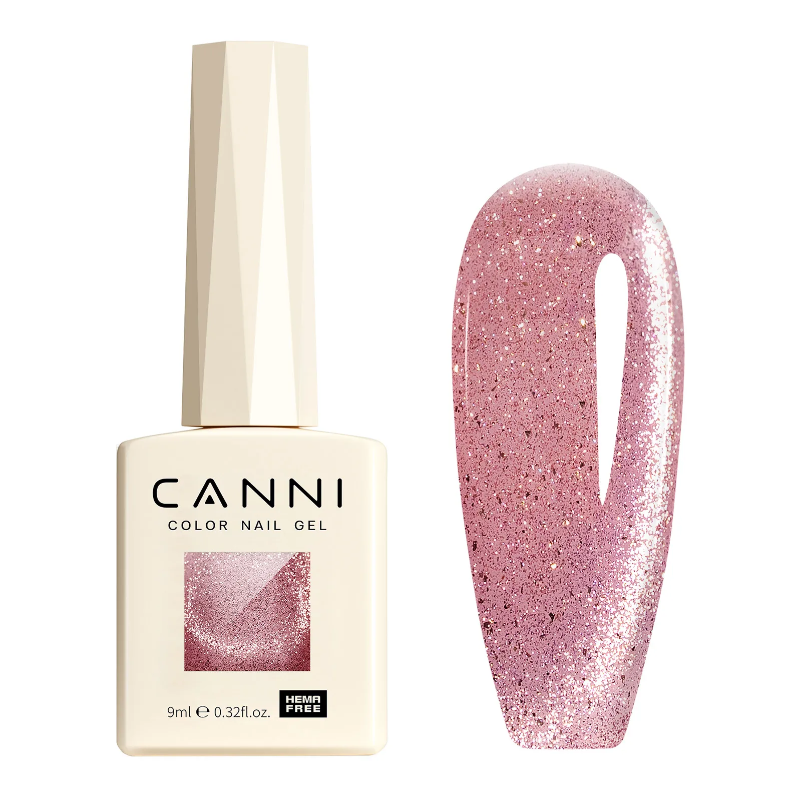 # 8047 CANNI キャットアイジェルネイルポリッシュ TPO/Hemaフリー ソークオフ UV LEDジェル トップコート/ベースコート付き 超光沢グリッターダイヤモンド セミパーマネント 9ML
