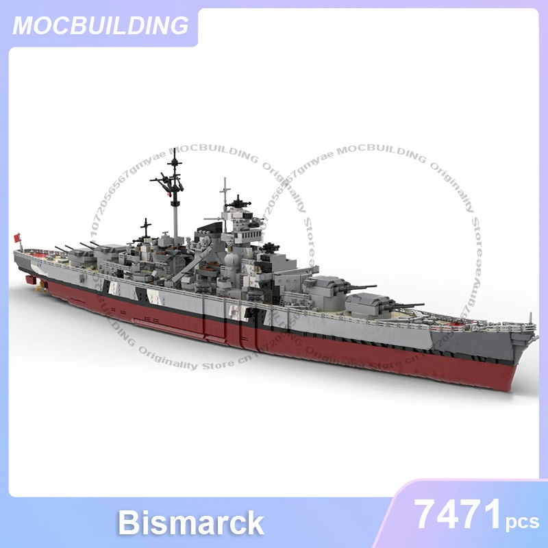 

Bismarck Ship 1:200 Scale Model MOC Building Blocks DIY Assemble Bricks Collection Display Creative Transport Toys Gifts 7471PCS