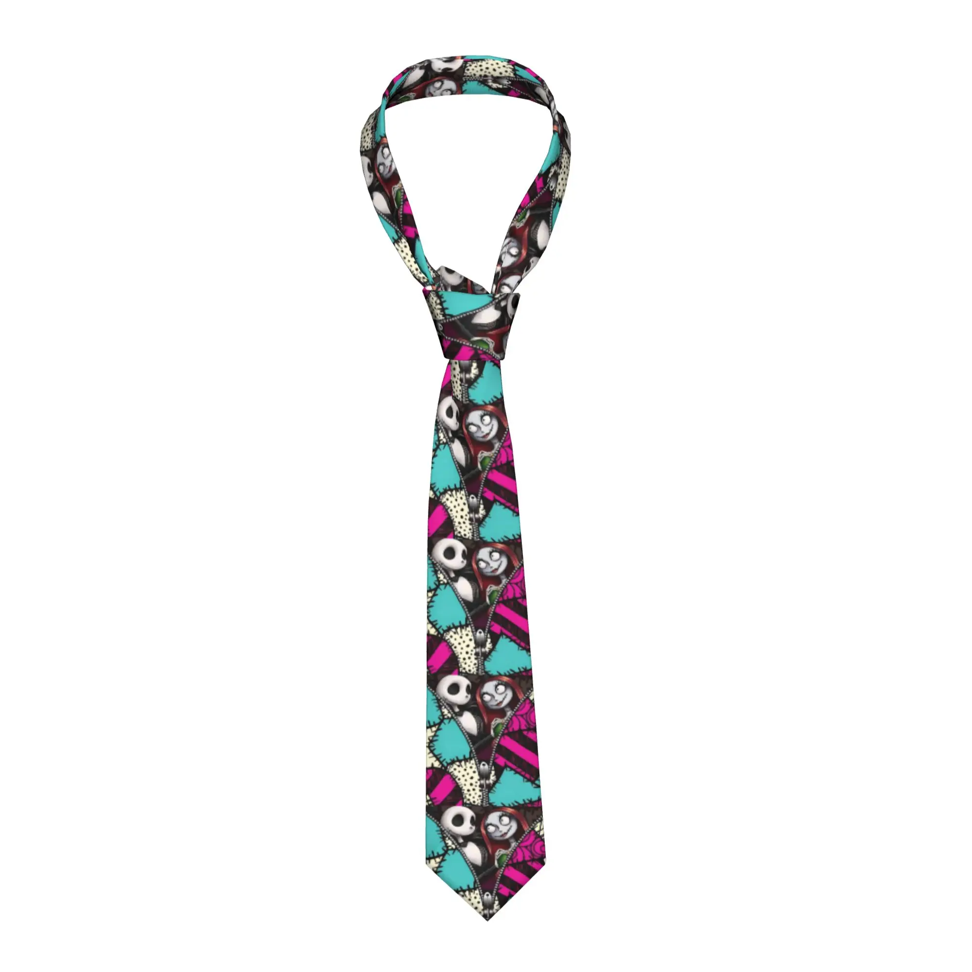 Custom Skellingtones Skull Anime Neck Ties Men Printed Necktie Halloween Cartoon Four Seasons Fashion Tie Necktie For Birthday