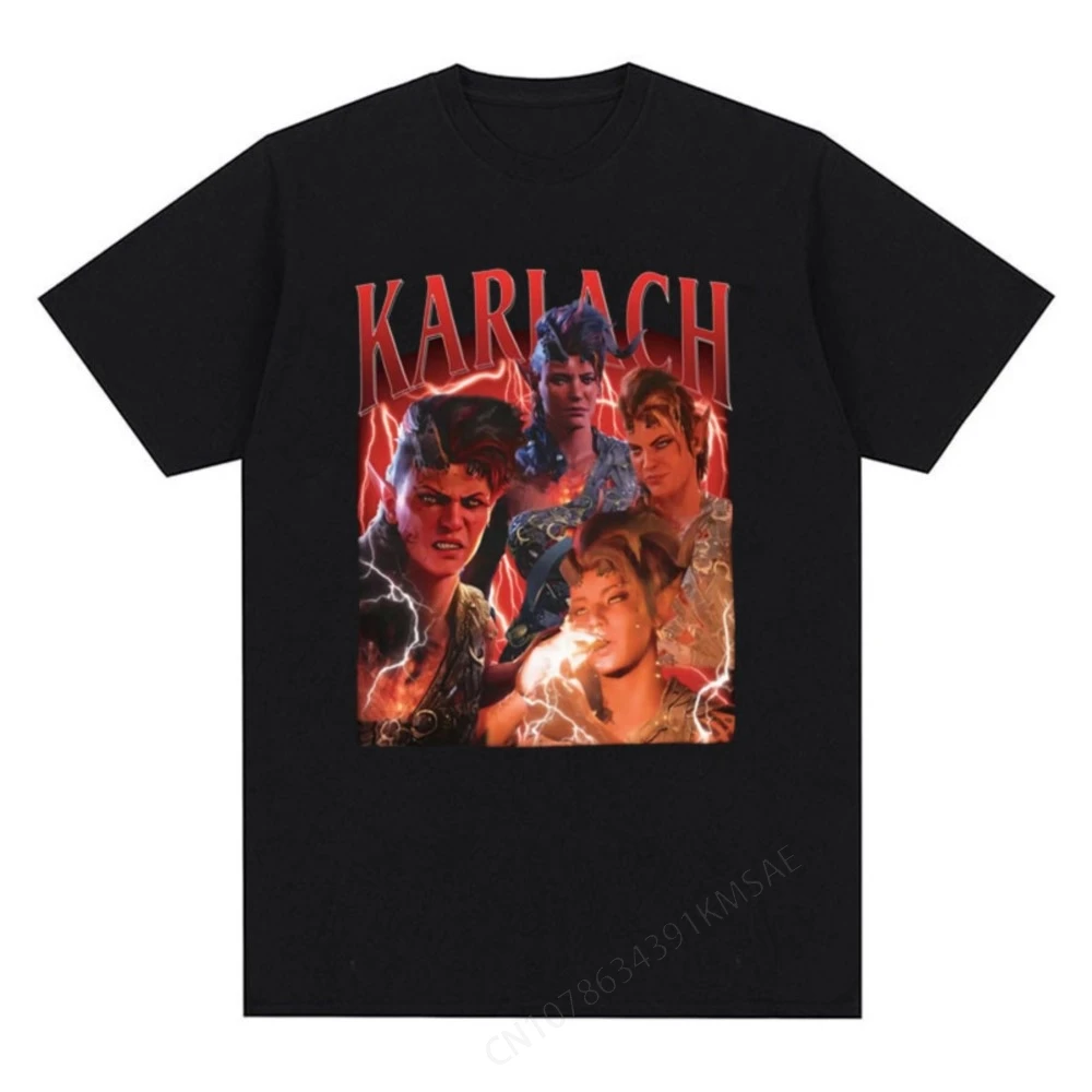 Retro 90s Graphic Style T Shirt Karlach Baldurs Gate 3 Girl Dinner T-Shirt Men Women Harajuku Cool Oversized T Shirts Streetwear