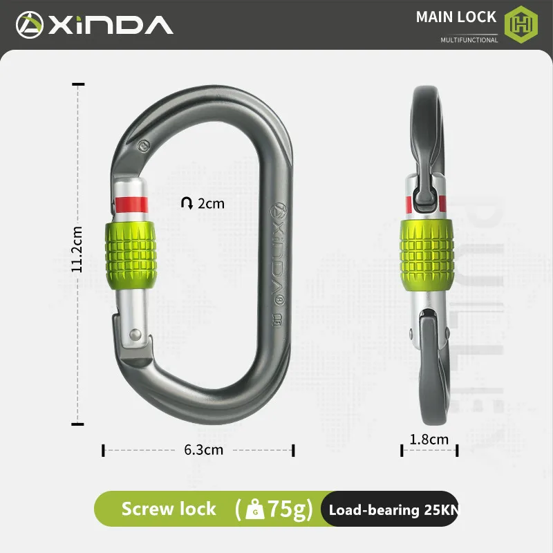 Xinda 25KN Professional Carabiner Auto Locking Gate Carabiner Climbing Rappelling Gear Quick Equipment