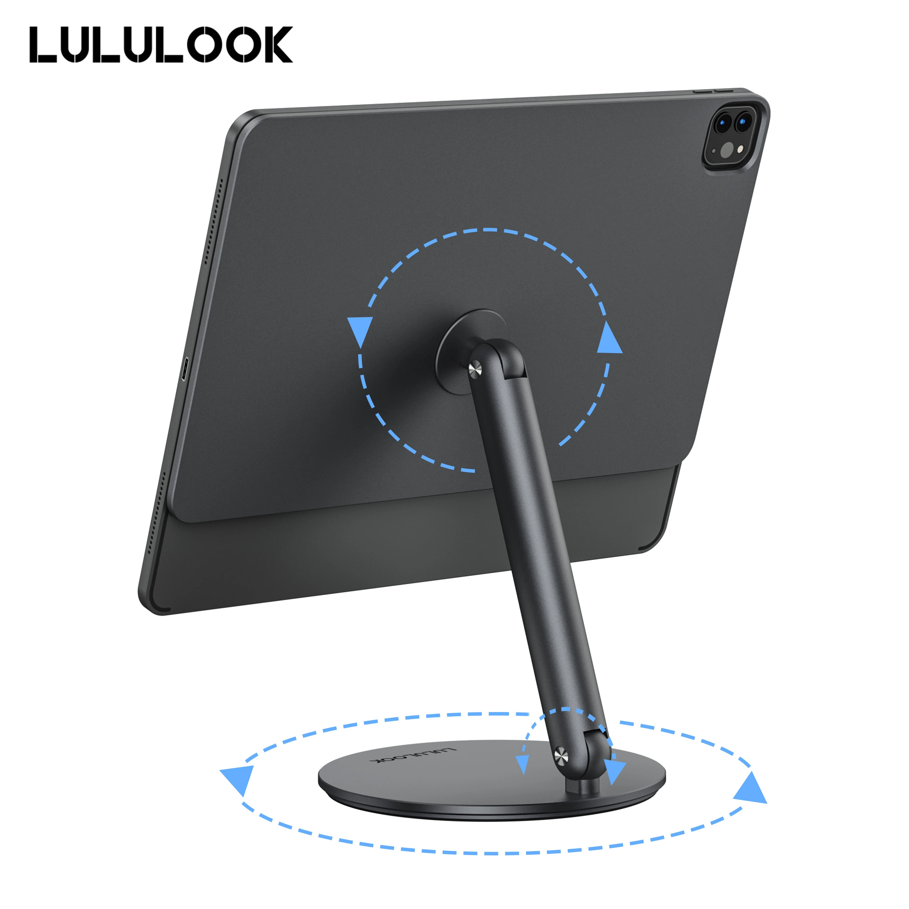 

LULULOOK 360° ° Магнитная подставка с вращающейся базой для iPad Pro, регулируемый складной держатель для iPad Pro 12,9/11 M4 M5, iPad Air M3 5/4th