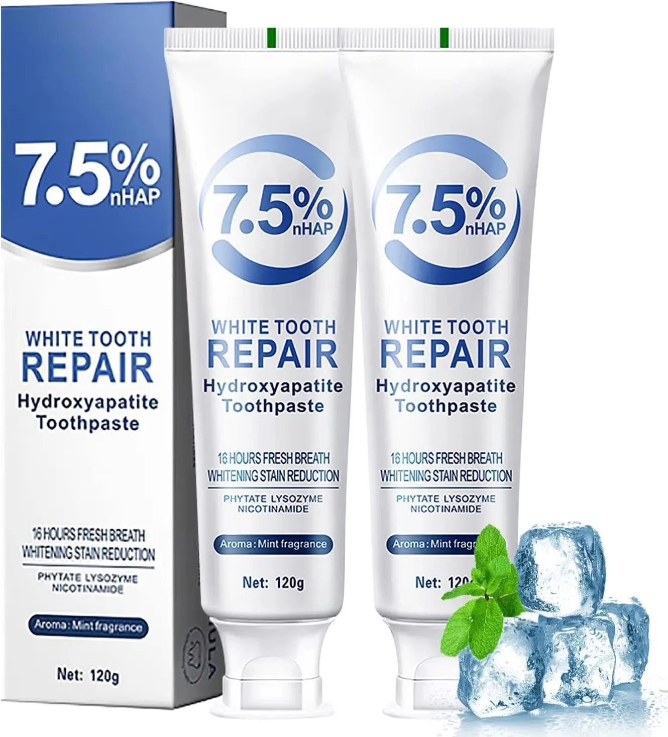 120g Whitening Toothpaste Protect Gum Health Remove Hydroxyapatite Plaque Stains Fresh Bad Breath Deep Clean Brightening Tooth