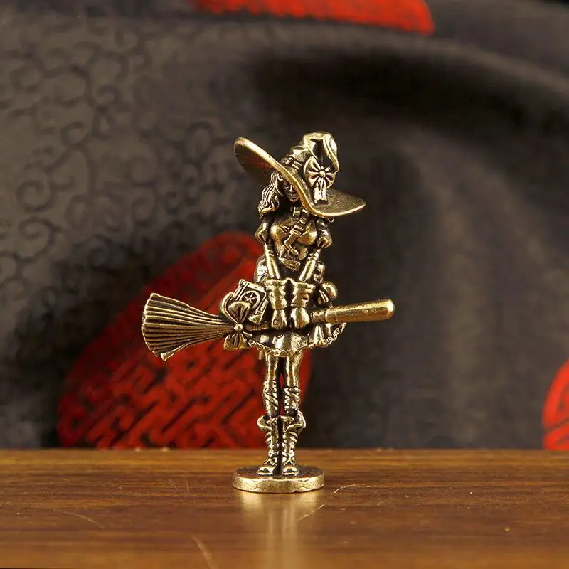 Brass Wizard Figure Home Decor Loli Ornament Craft Statue for Living Room Foyer Desktop Decoration and Housewarming Gift