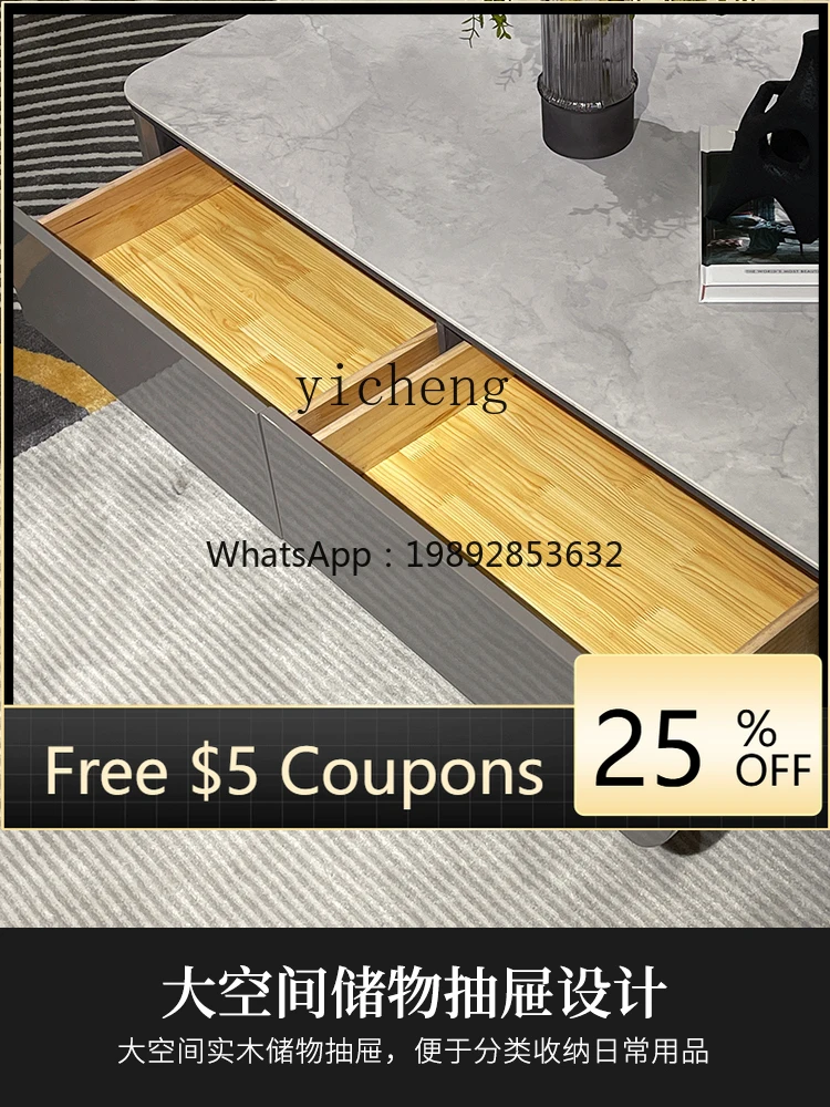 

Minimalist Stone Plate Coffee Table Small Apartment Modern Minimalist Living Room Creative Height Tea Table