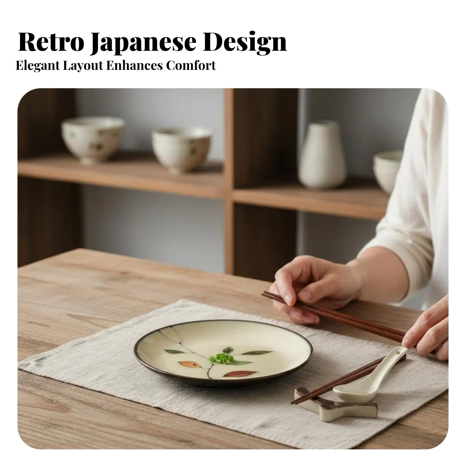 Plato Hondo de Cerámica Japonesa Retro, Tazón para Sopa, Foliado Pintado a Mano, Vajilla Artística para Comer en Casa