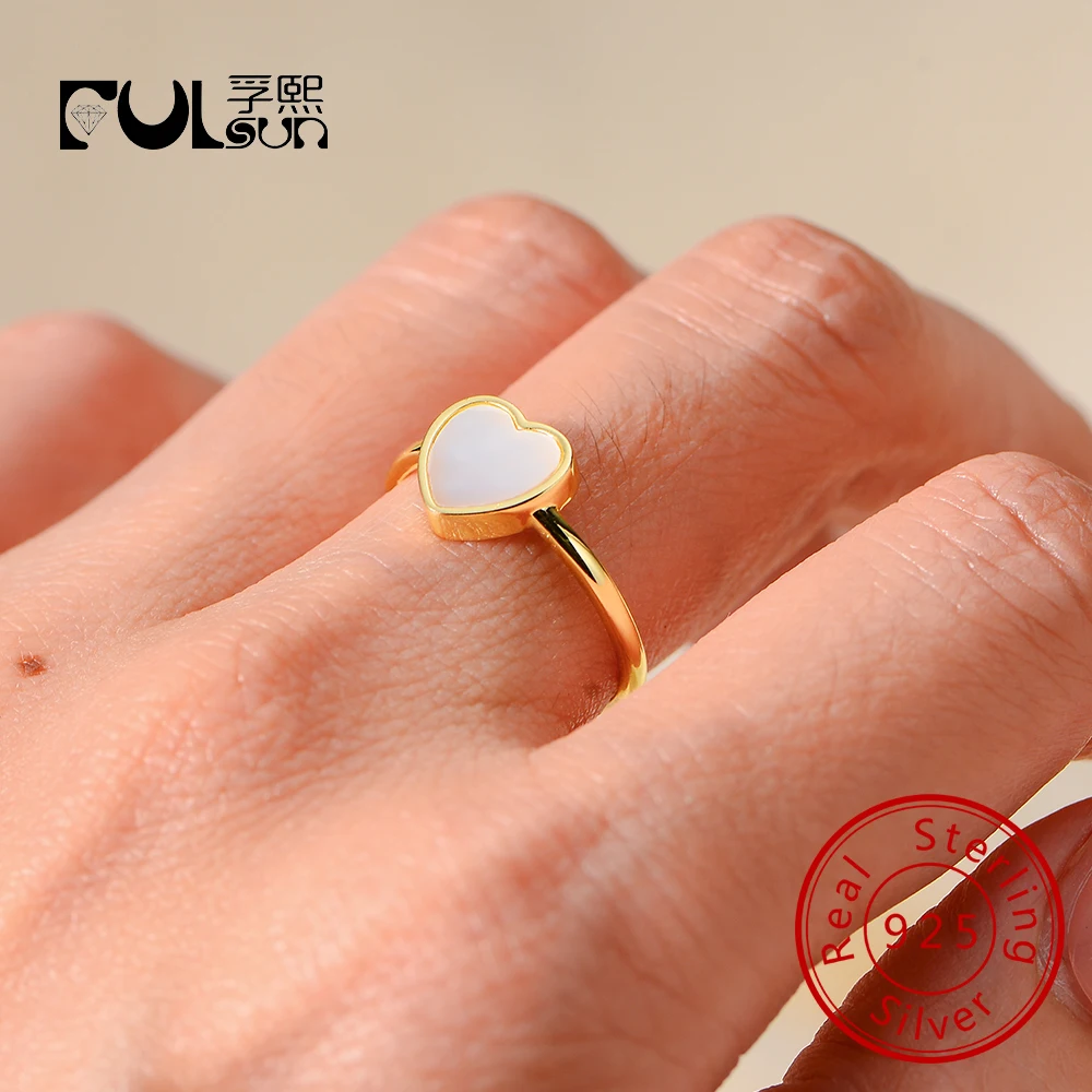 

Изысканные ювелирные изделия, кольцо из стерлингового серебра 925 пробы, кольца в форме сердца с покрытием из 14-каратного золота для женщин