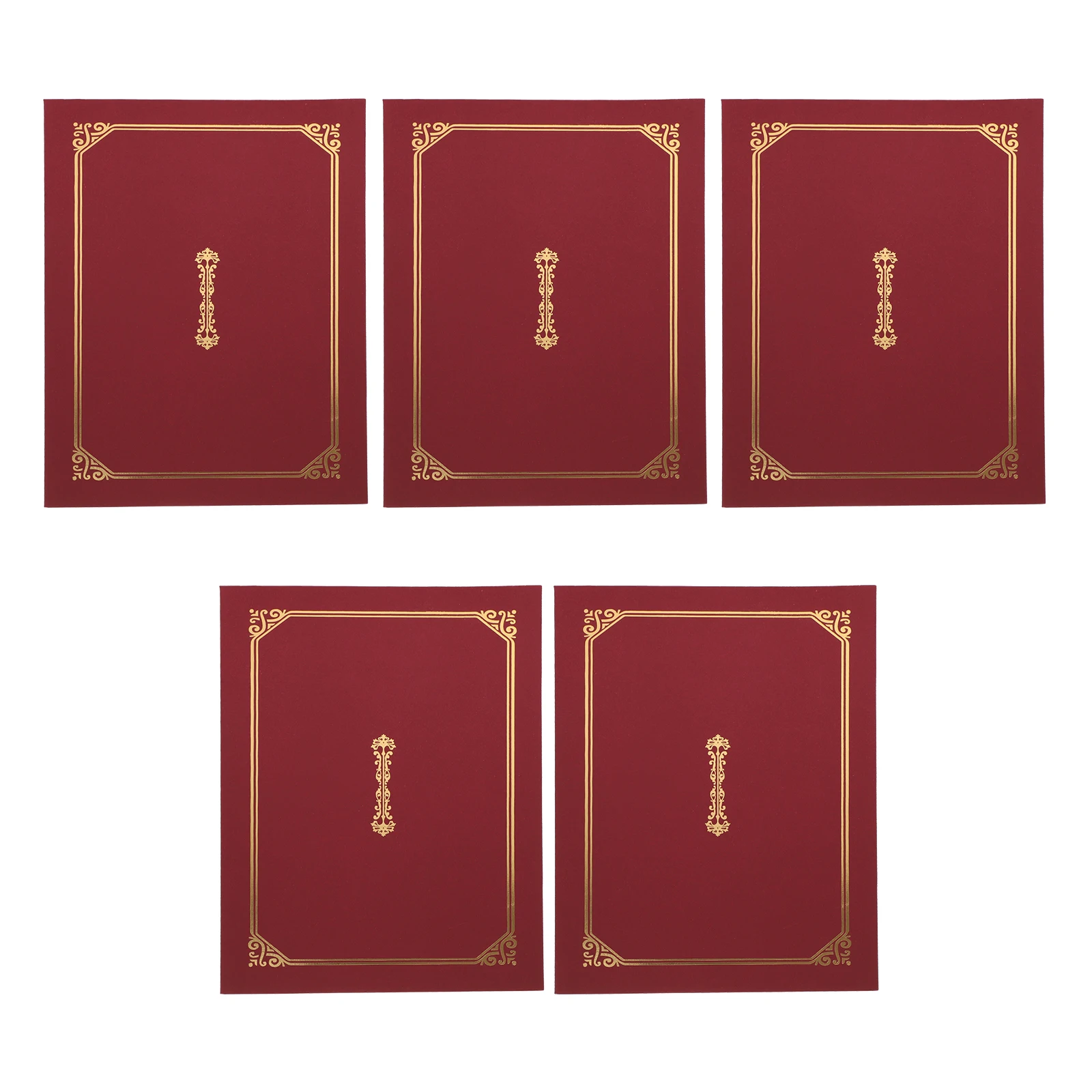 

5 pcs Certificate Cover Graduation Award Gold Border Red Document Holders Paper Covers Elegant Design Diploma Frames Folder