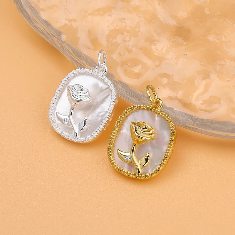 925 Sterling Silver Shell Rose Pendant Bracelet Necklace Pendant Jewelry Accessories