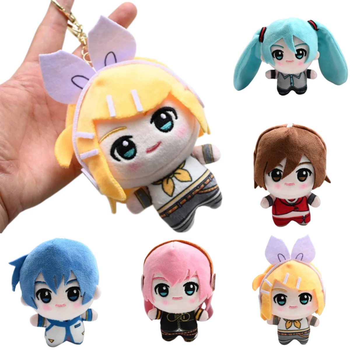 

Hatsune Miku Chokkorisan Plush Keychain Series In Stock Anime Bag Accessory For Fans Rin Len Luka Meiko Kaito