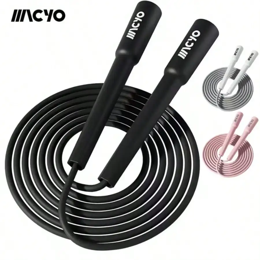 

MACYO Lightweight Jump Rope - 5mm Matte PVC, Adjustable Tangle-Free, Suitable For Men And Women Speed Rope, Home Fitness Cardio And Endurance Training, Black, Durable And Comfortable Handles, Home Workout Equipment | Thin Black Rope | Smooth Texture Rope,
