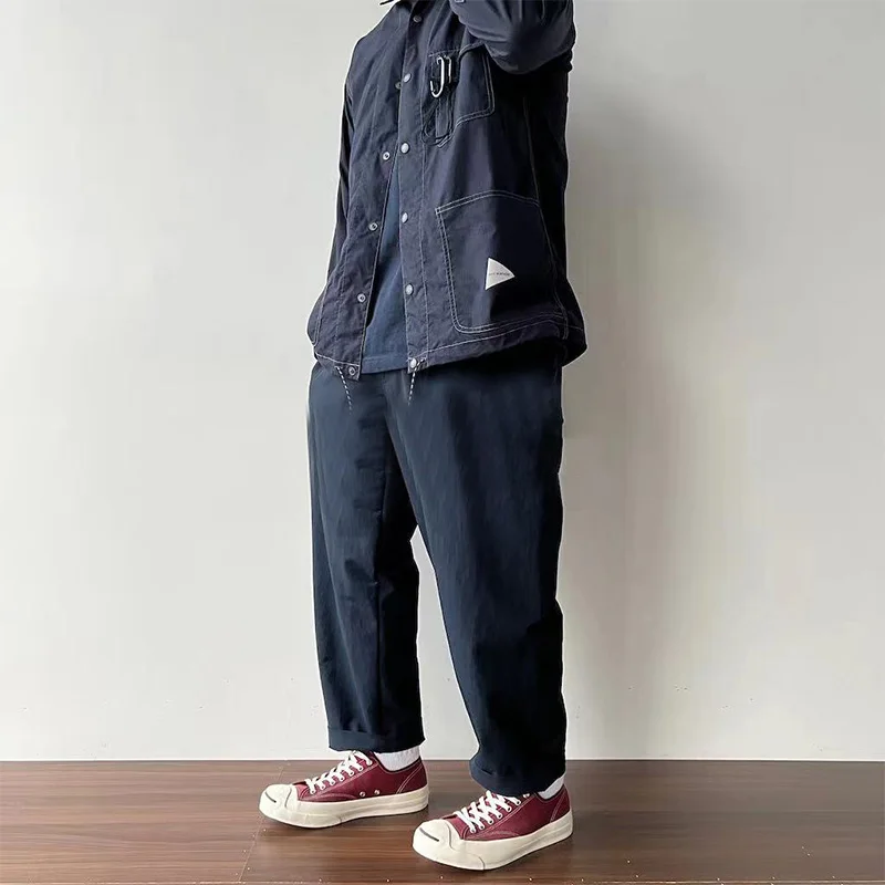 NANCA 22SS 일본 스타일 캐주얼 루즈 시티 보이 광전자 퀵 드라이 콘 나인 팬츠 롱 팬츠 루즈 핏 캐주얼 진