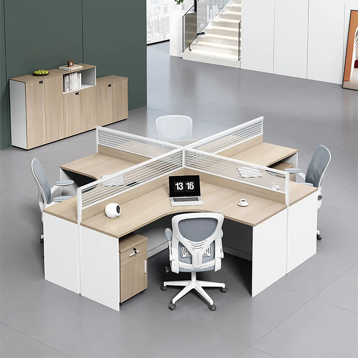 YJQ desk staff screen simple modern card seat office staff office desk and chair combination