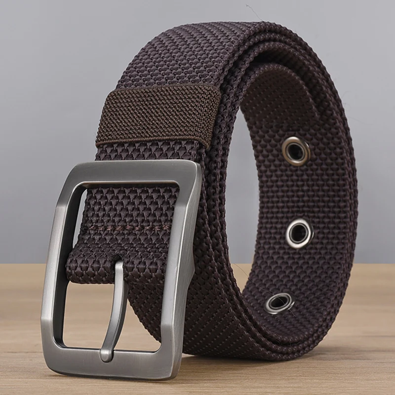 Fashion Men\'s Belt Alloy Needle Buckle Belt Student Versatile Trendy Belt Outdoor Sports Belt