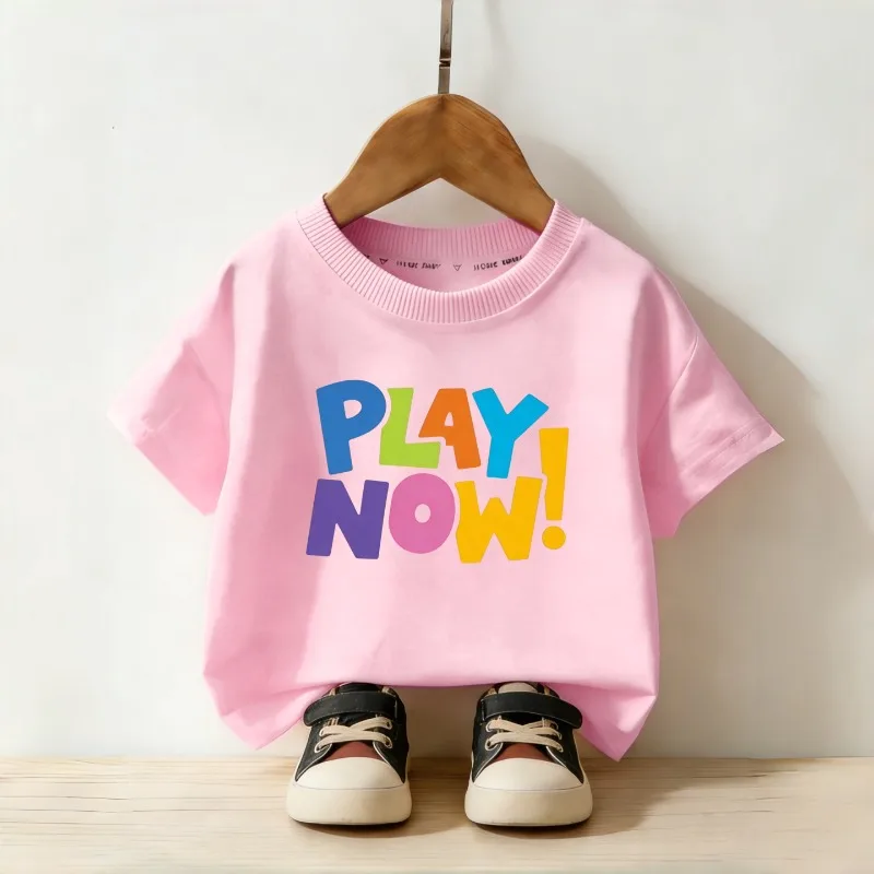 Simple Letter Printed Children's T-shirt New Personalized Parent-child Outfit Fashionable Casual Round Neck Daily T-shirt