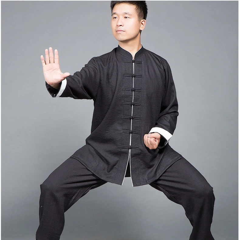 Linen Wing Chun Tang Suits Martial Arts Kungfu Uniforms Traditional Chinese Clothing Tai Chi Clothes Black Blue Purple