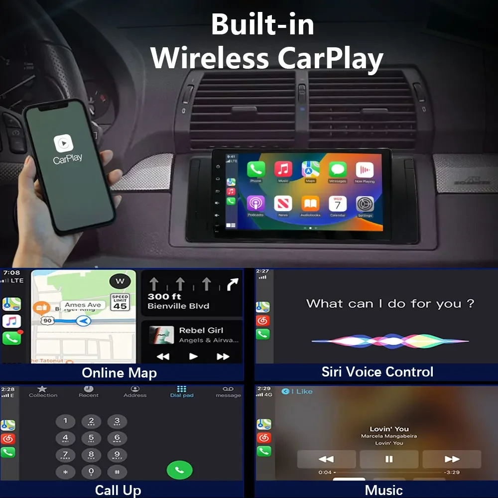 Carplay Car Radio For BMW 5-E39 Series 1996-2003 X5 E53 Series 2000-2007 WiFi Multimedia GPS Navigation Bluetooth CHSTEK Android