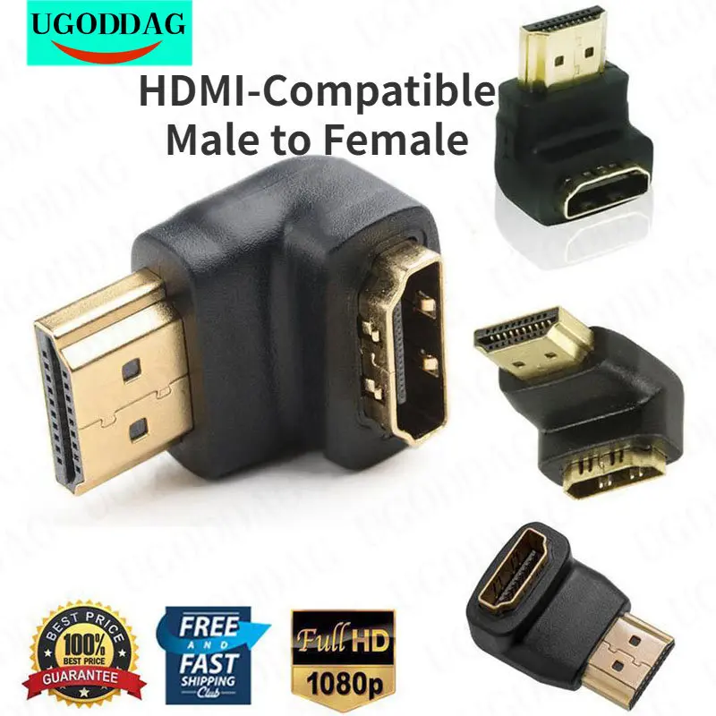 HDMI-Compatible Adapter Male To Female L-type 90/270 Degree Right Angle 4K HDTV Extender Male To Female Cable Connector For HDTV