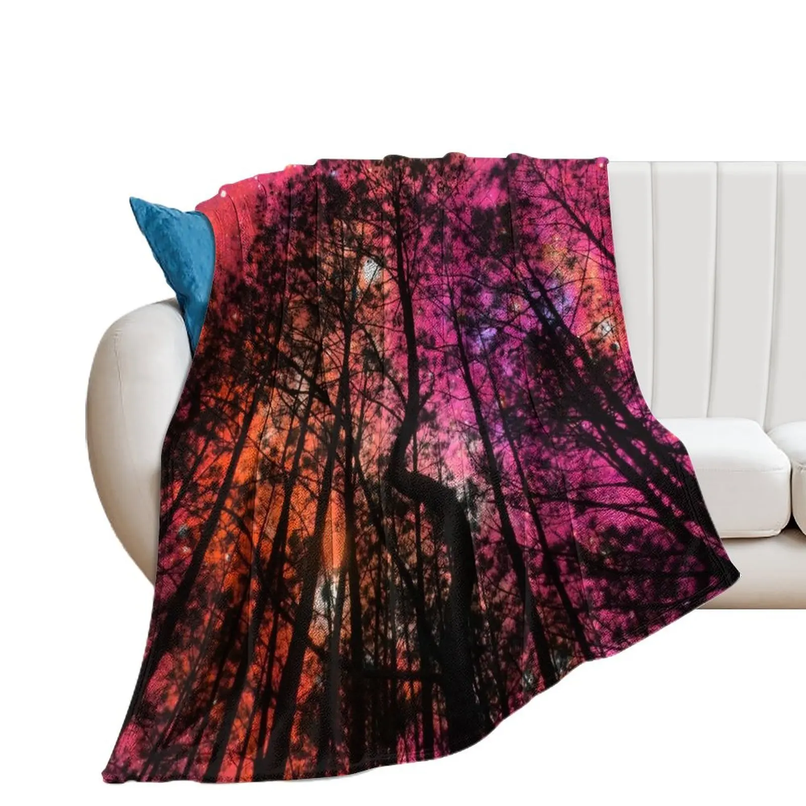 Twisted Forest Hot Pink Orange Throw Blanket valentine gift ideas Sleeping Bag Quilt Hair Blankets