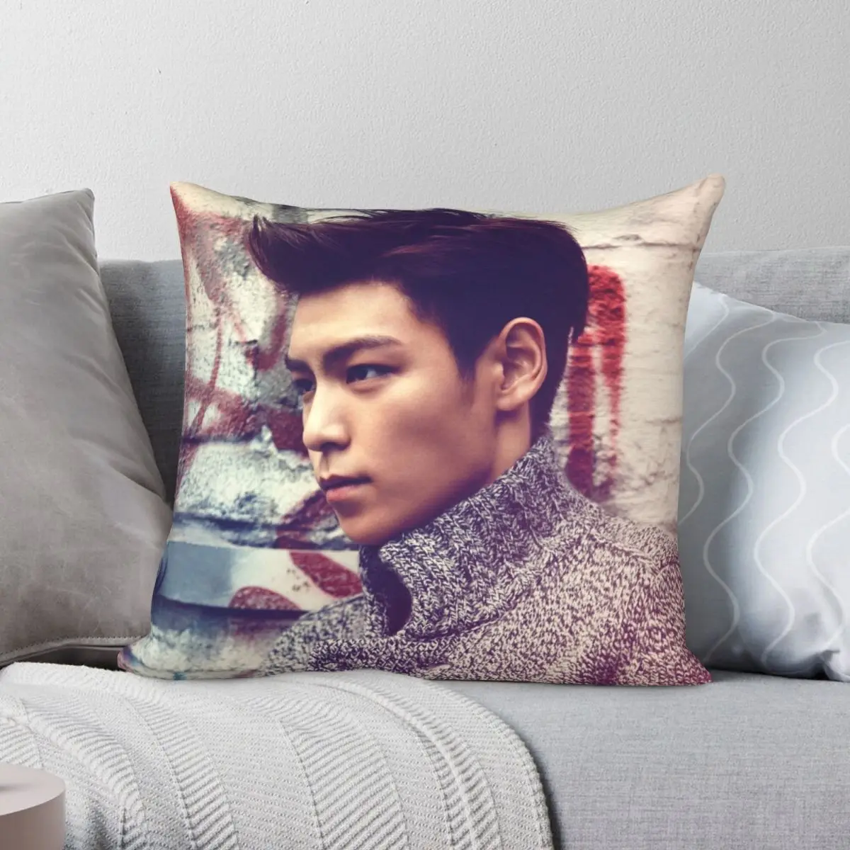 TOP BigBang Kpop Korea Choi Seung Hyun Square Pillowcase Polyester Linen Velvet Creative Decor Pillow Case Sofa Cushion Cover