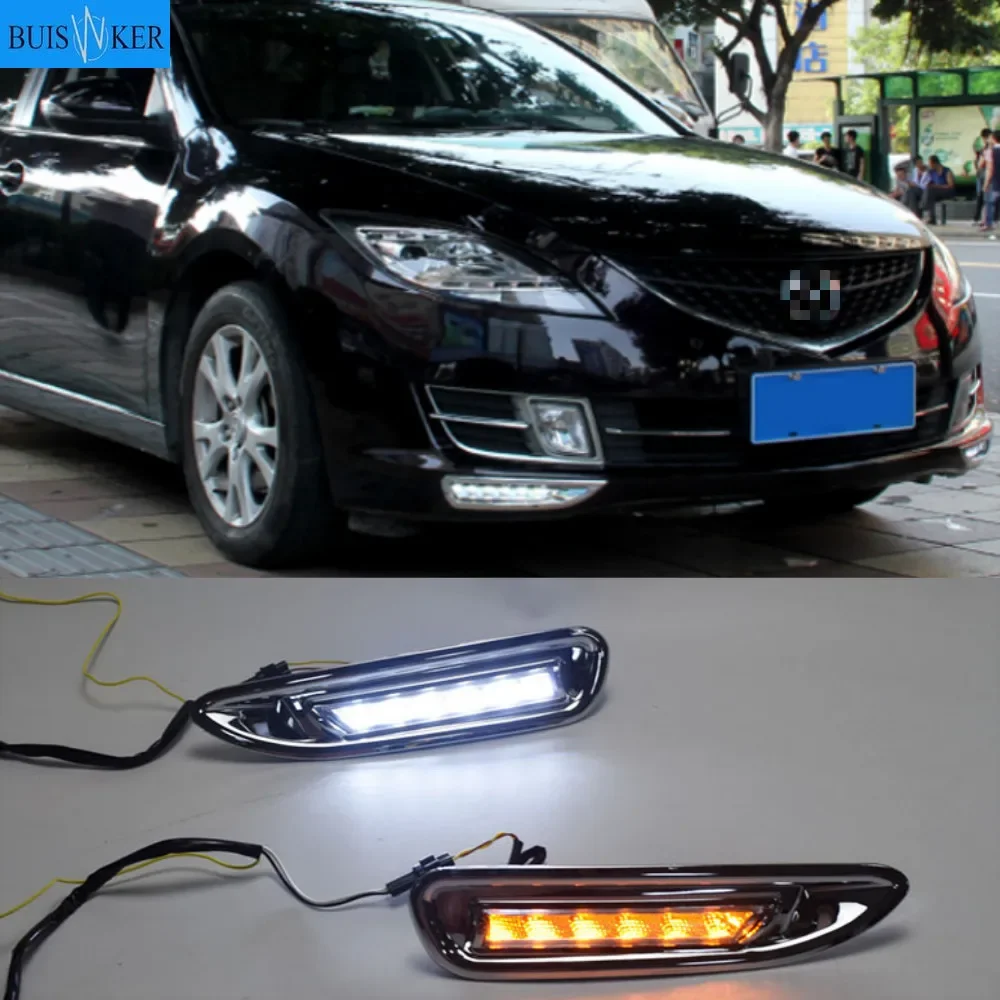 

2 шт. для Mazda 6 Mazda6 2008 2009 2010 светодиодные DRL дневные ходовые огни дневные фары противотуманные фары крышка автомобиля-Стайлинг