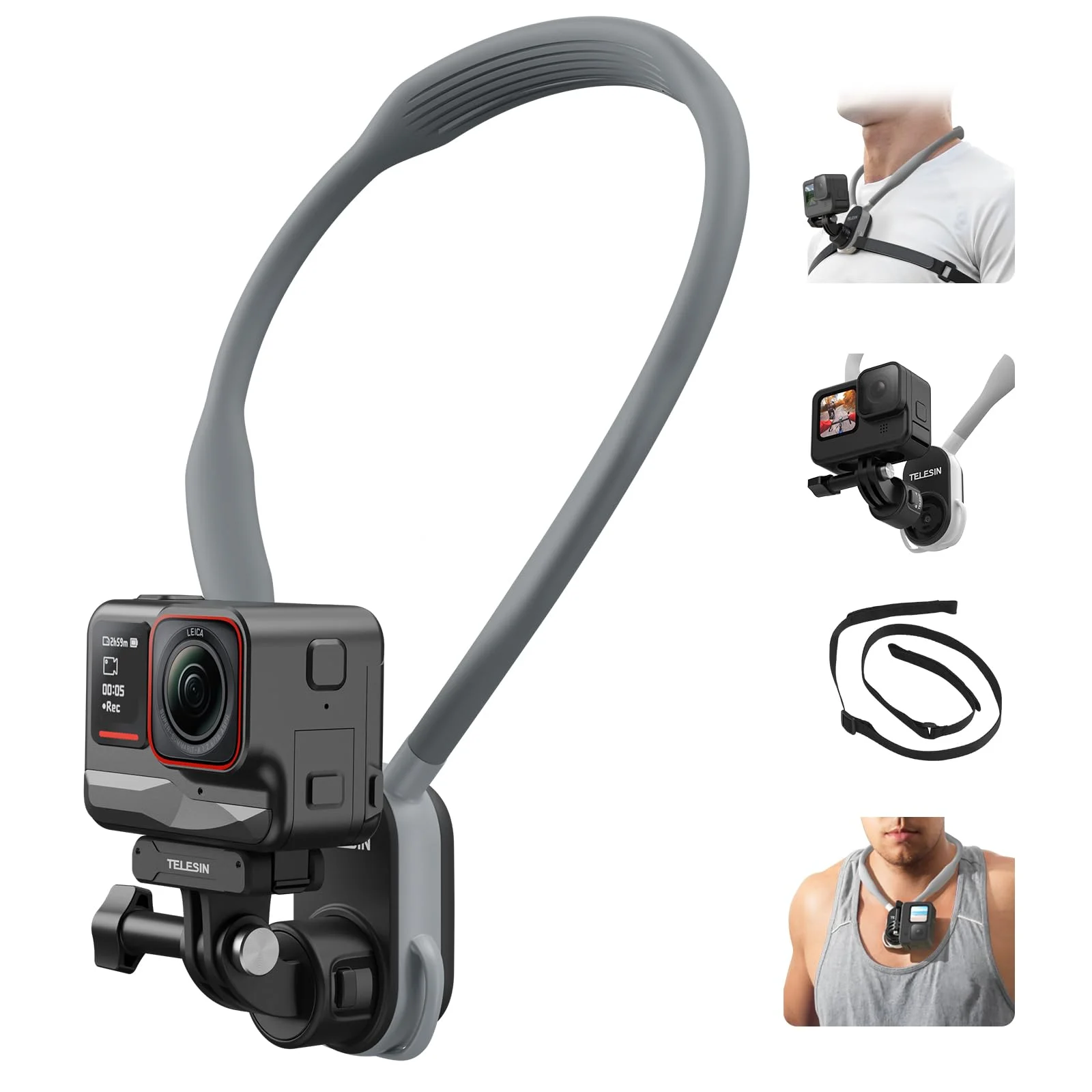 

TELESIN Quick-Release Magsafe Neck Phone Holder Silicon Neck Mount for GoPro Hero13 12 11 10 9 Insta360 X4 DJI OSMO Action 5 4 3