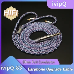 ivipQ 8 Core Silver Foil Earphones Wire MMCX/0.78mm 2 Pin High-end Headphone Upgrade Cable For SE846 SE535 UE900S ED12 TRN V80