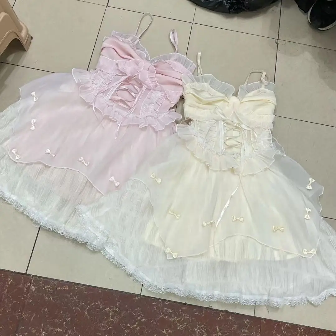 Pink gentle ballet style lolita sweet princess fluffy dress