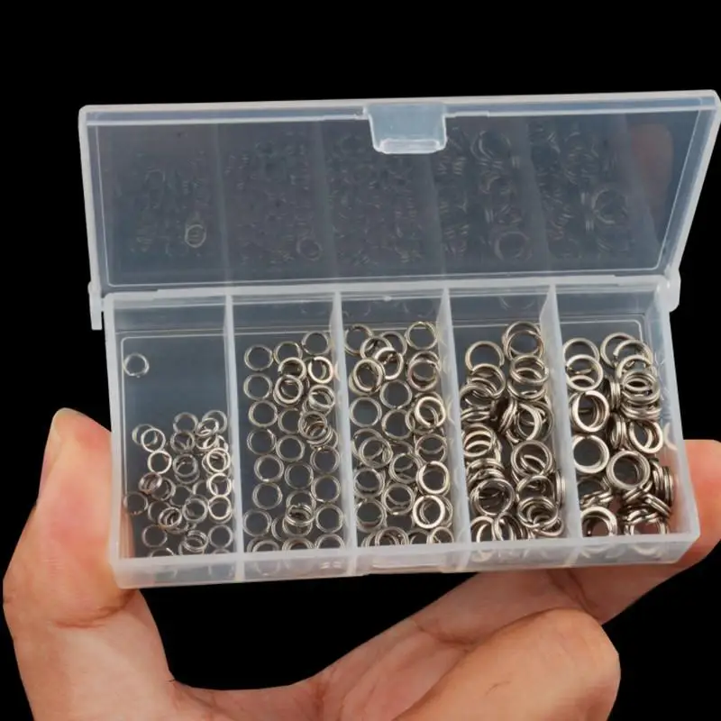 200PCS 5 Sizes High Tensile Stainless Steel Split Rings Tackle Accessories Fishing Lure Connector Loops