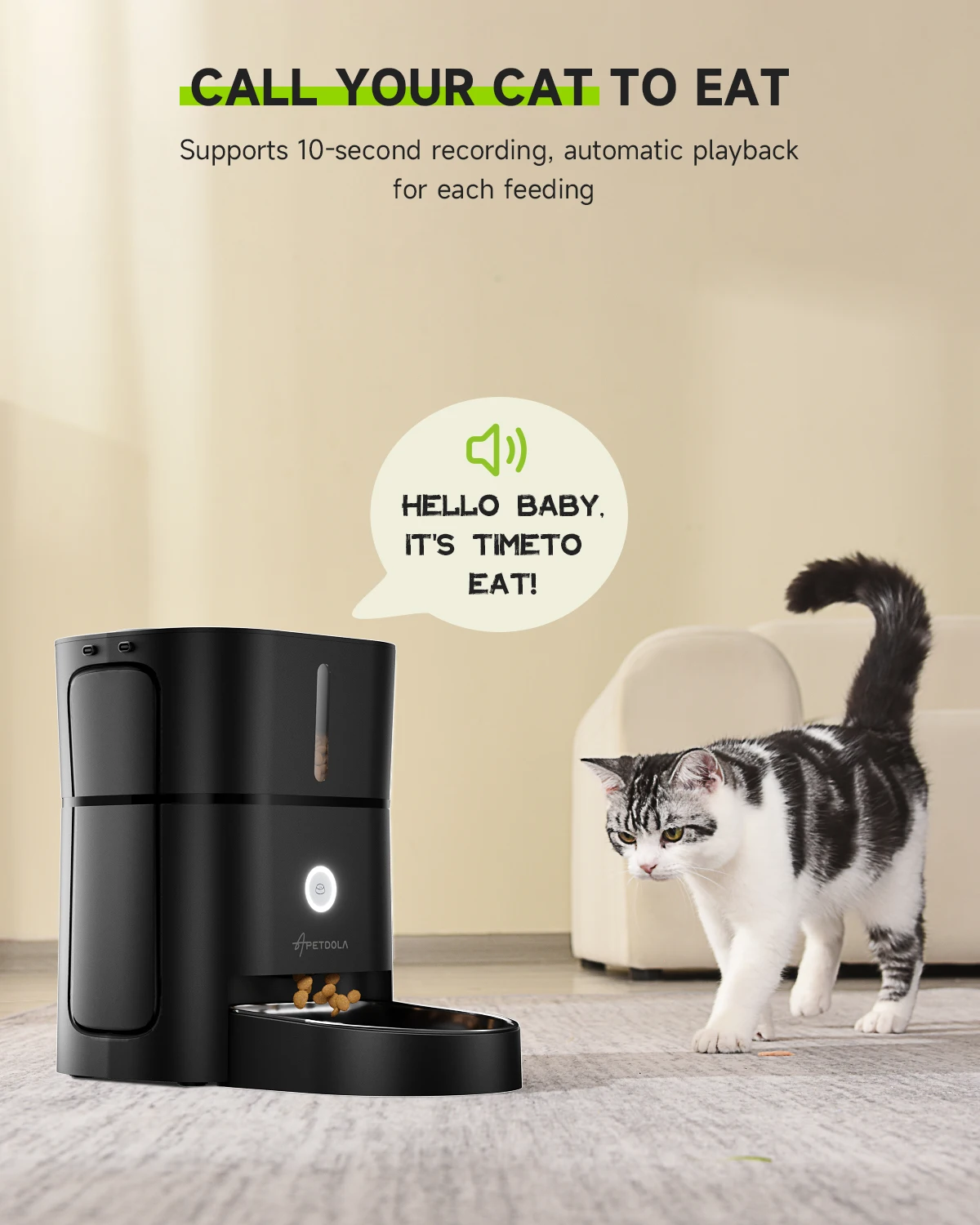 Imagem -02 - Apetdola-alimentador Automático com Botão Wi-fi Dispensador Inteligente de Alimentos Controle Remoto Alimentadores Temporizados para Cães e Gatos Acessórios Pet