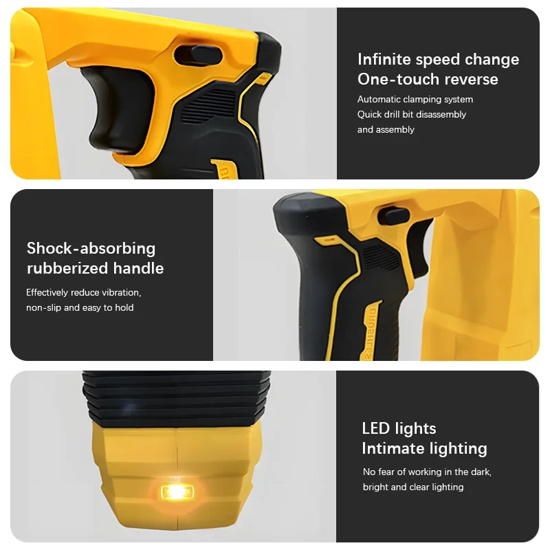 Electric Goddess Cordless Electric Impact Drill Electric Hammer Multifunctional Rotary Electric Pick For 20V Dewalt Battery