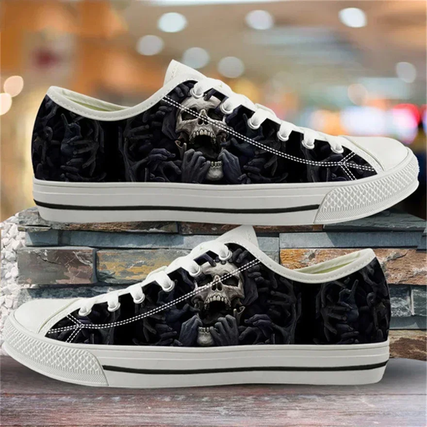 Fashion Style 3D Gothic Sugar Skull Printed Vulcanized Shoes Men Canvas Low Top Flats Casual Breath Sneakers For Teen Boys - view 5