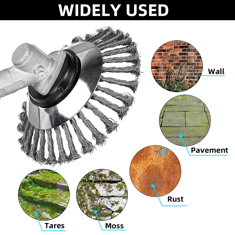 قطعة واحدة من ملحقات تشذيب الأعشاب العالمية - رأس حراثة دوار من الفولاذ مع 4 مجموعات محول هيكل معدني متين للحديقة الخفيفة #3