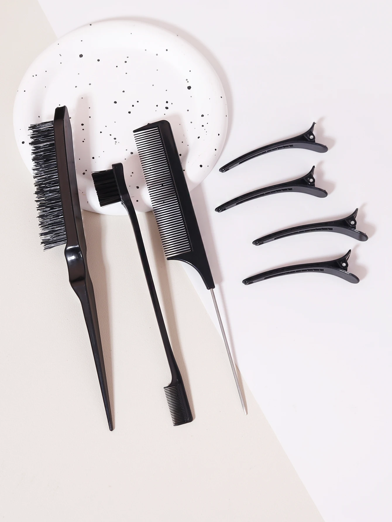

7PCS Comb Set Triple Teasing Comb Edge Brush Sharp Tail Comb Brush duckbill Hair Clip, Styling Tool