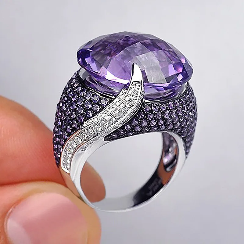 

New Recommended Classic Versatile Purple Zircon Women's Ring European and American Jewelry