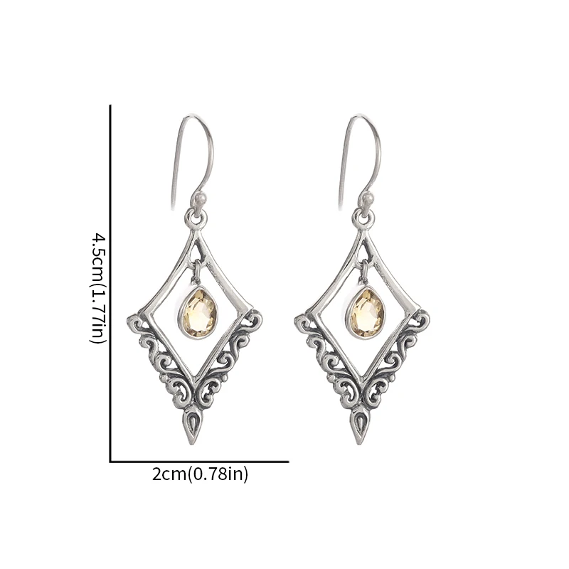 Retro Palace Style Yellow Zircon Pendant Earrings Suitable for Women's Fashion Banquet Jewelry Gifts image 4