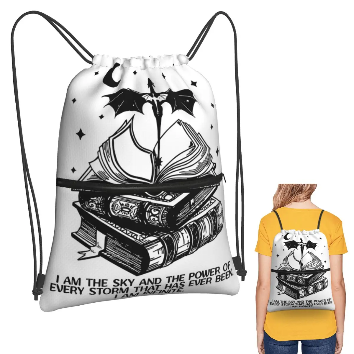 

Fourth Wing Basgiath War College Backpacks Casual Drawstring Bags Sports Bag Book Bags for Man Woman Students