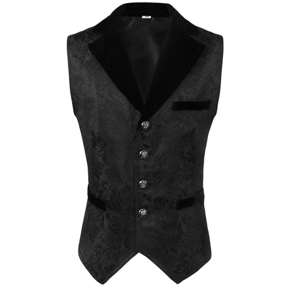 

Adult Steampunk Cosplay Waistcoat Patchwork Gothic Medieval Men's Jacket Tailcoat Single Breated Vest Renaissance Cosplay Pirate