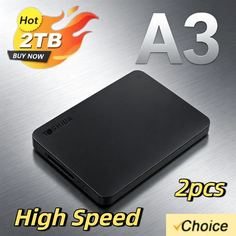 Toshiba For OEM A3 Expansion HDD Drive Disk 500GB 1TB 2TB USB3.0 External HDD 2PCS 2.5 Inch Portable External Hard Disk BOX