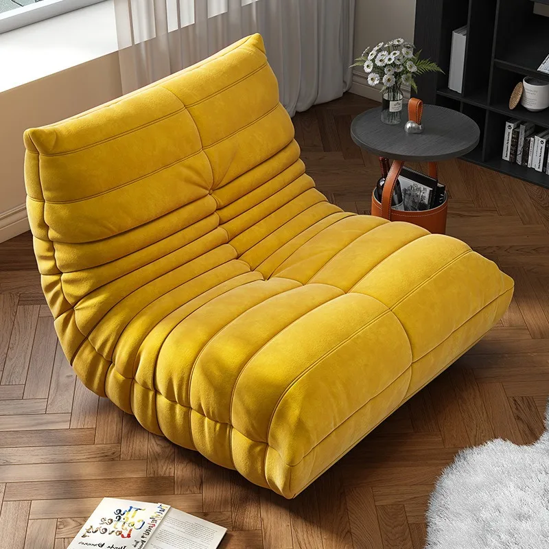 New full sponge compression sofa cream wind caterpillar lazy sofa single casual fabric sofa living room
