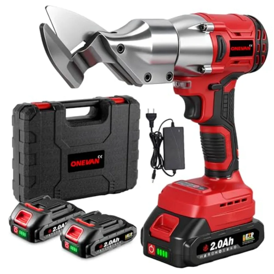 

Cordless Sheet Cutter with 20V 2X2.0A Batteries Brushless Metal Cutter with 360° Pivoting Head Maximum Torque 90N.m Electric Me