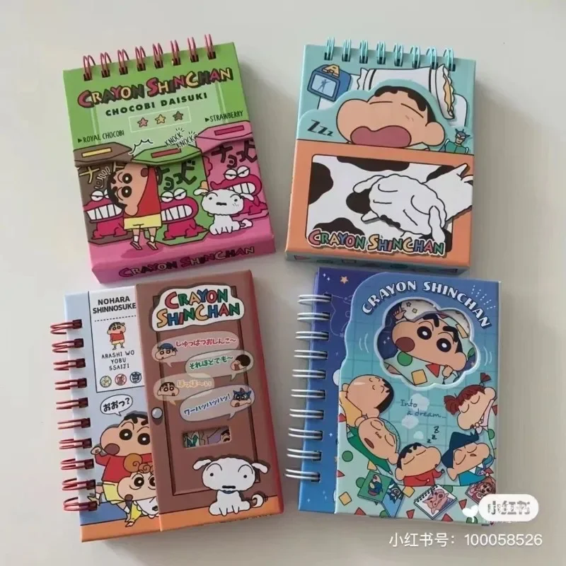 Popular Anime Crayon Shin chan Magnetic Notebook, Student Learning Coil Notebook, Portable Magnetic Buckle Pocket Book