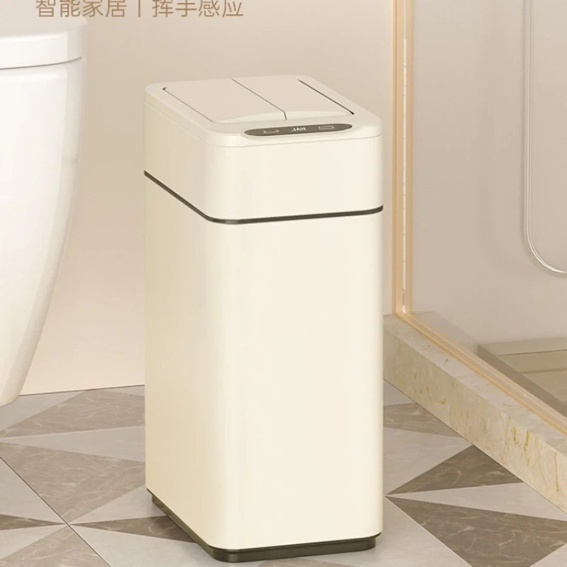 

Intelligent sensor trash can household with lid cream wind toilet seam living room kitchen