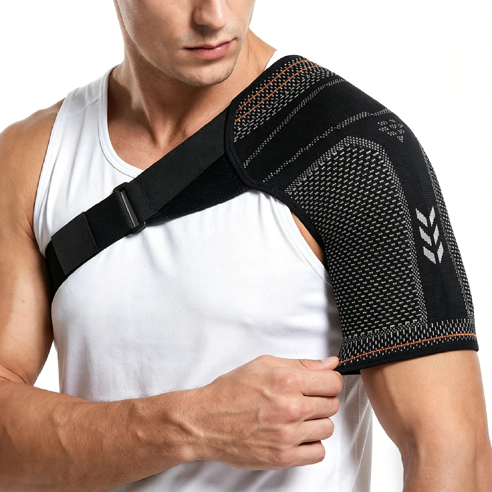 Adjustable 3D Knit Shoulder Support Brace Compression Sleeve For Gym Weightlifting Tennis Rotator Cuff Injury Relief