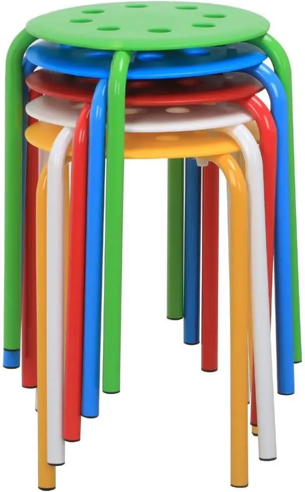 

Набор из 5 пластиковых складных стульев 17,3 дюйма, круглые, портативные, разноцветные, для декора, гибкие сиденья